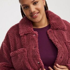 Torrid Plush Teddy Jacket - Deep Pink
